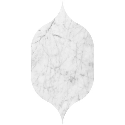 Gothic Arabesque White Carrara Honed Marble Waterjet Decos 4 7/8x8 13/16