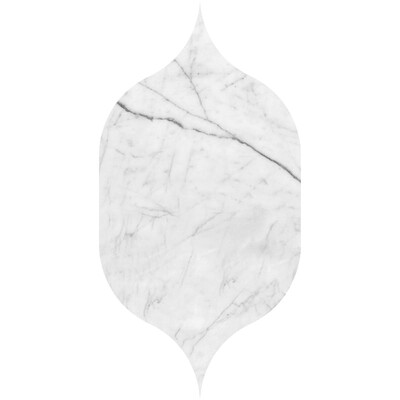 Gothic Arabesque White Carrara C Polished Marble Waterjet Decos 4 7/8x8 13/16