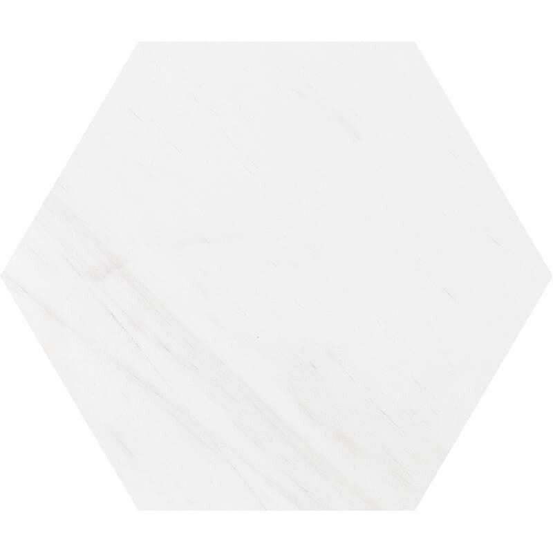 Hexagon Snow White Honed Marble Waterjet Decos 5 25/32x5