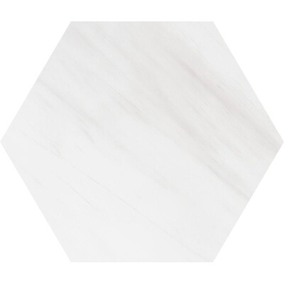 Hexagon Snow White Polished Marble Waterjet Decos 5 25/32x5