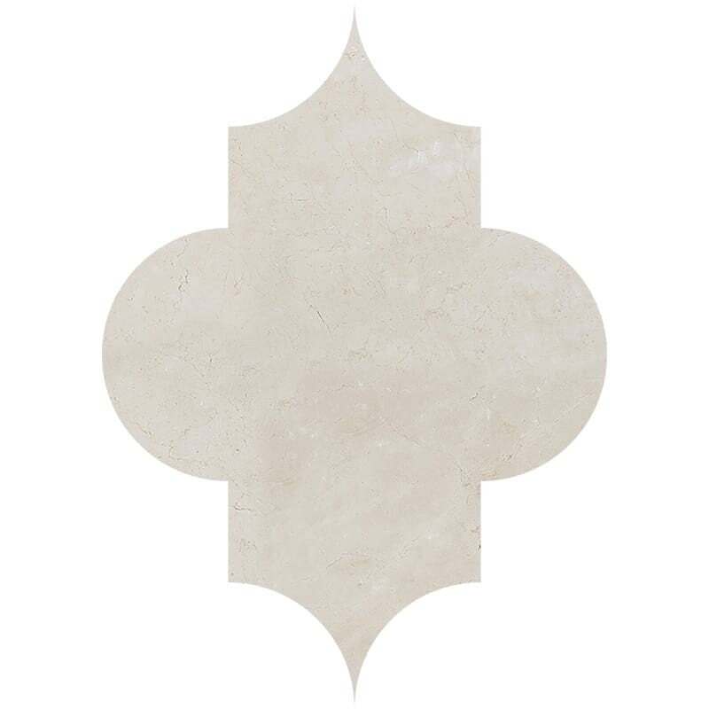 Arabesquette Crema Marfil Polished Marble Waterjet Decos 6x8 1/4