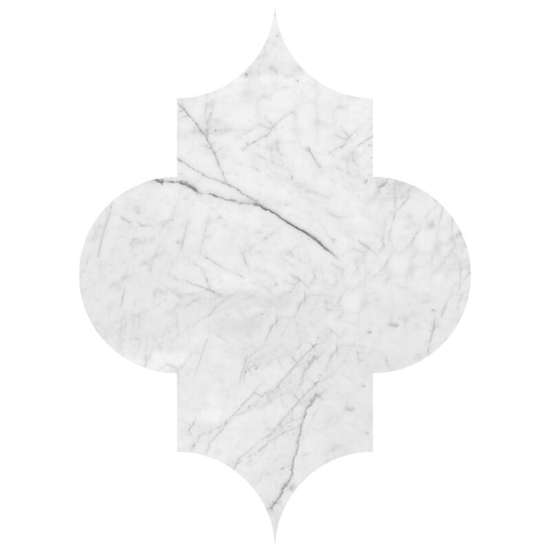 Arabesquette White Carrara Honed Marble Waterjet Decos 6x8 1/4
