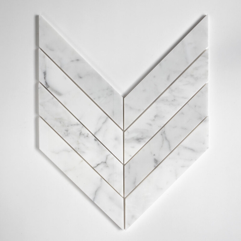 Chevron Calacatta Gold Extra Polished Marble Waterjet Decos 13×10 Image