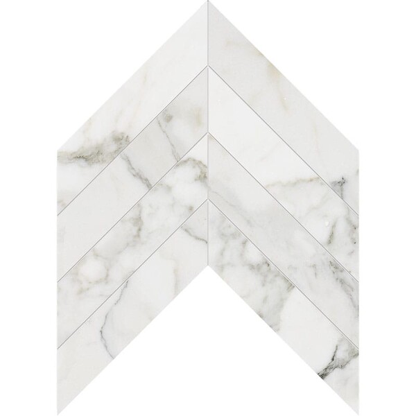 Chevron Calacatta Gold Extra Polished Marble Waterjet Decos 13×10 Image