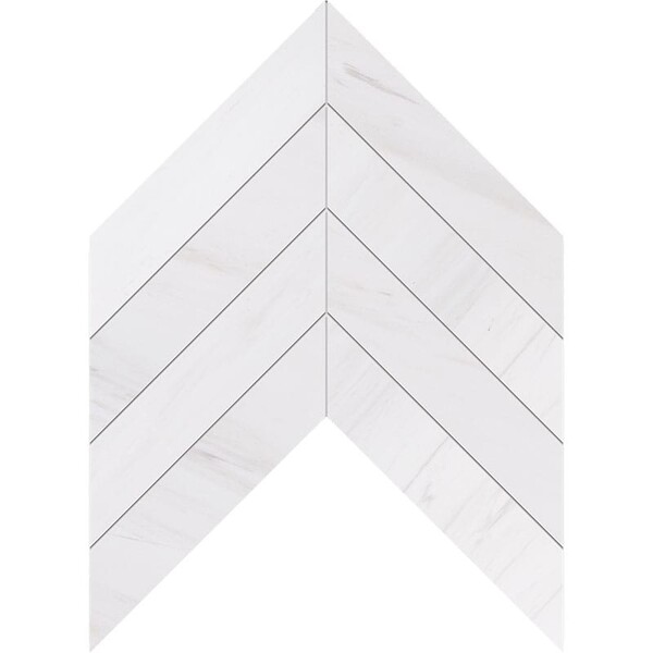 Chevron Snow White Honed Marble Waterjet Decos 13×10 Image