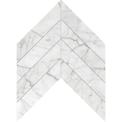 Chevron White Carrara Honed Marble Waterjet Decos 13x10