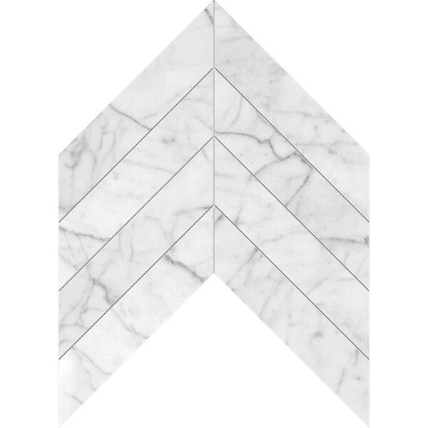 Изображение Chevron White Carrara Marble Honed Waterjet Decos 13×10