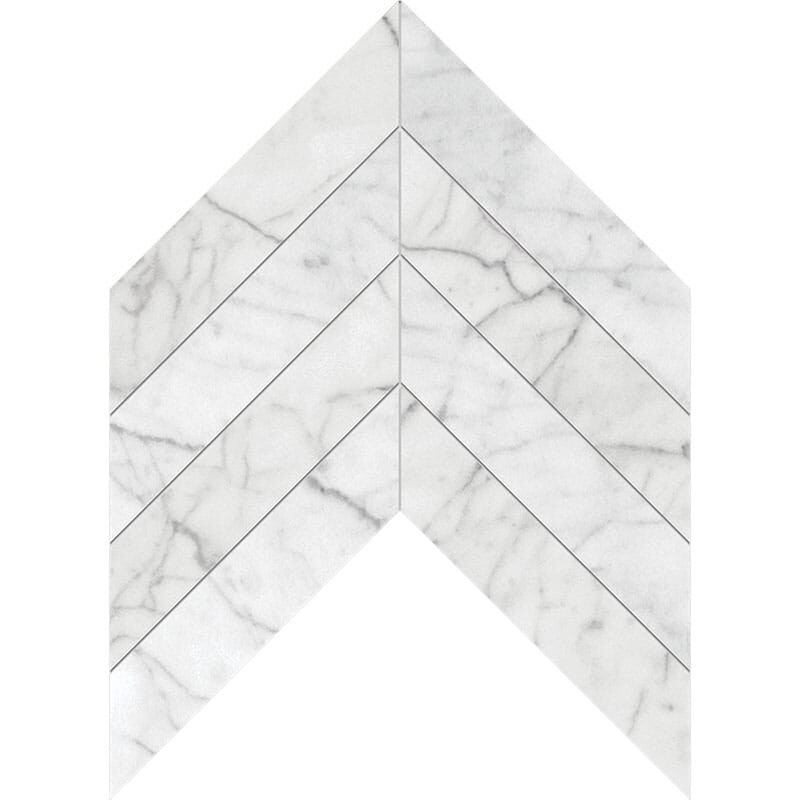 White Carrara C Polished Chevron Waterjet Marble Mosaics 13x10