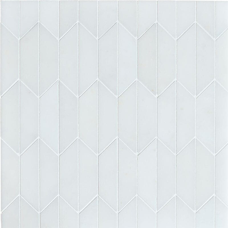Afyon White Polished Fabia Marble Mosaic 12 1/16x11 15/16