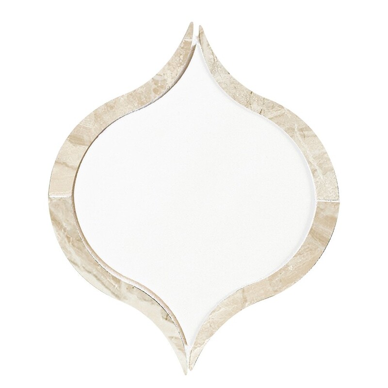 Diana Royal, Aspen White Multi Finish Lydia Waterjet Marble Mosaics 5 13/16x7 11/16