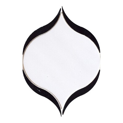 Swan Aspen White, Black Multi Finish Marble Waterjet Decos 4 7/8x7 11/20