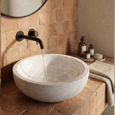 Iceberg Honed Vessel Marble Sink 18×6 (SN00259)