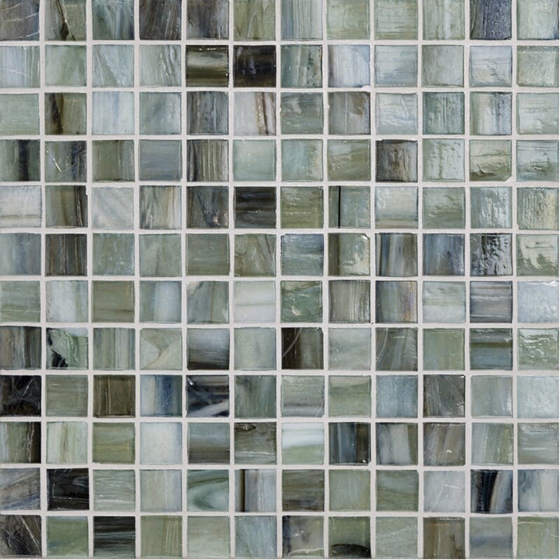 Jade Iridescent 1x1 Glass Mosaic 12 3/8x12 3/8