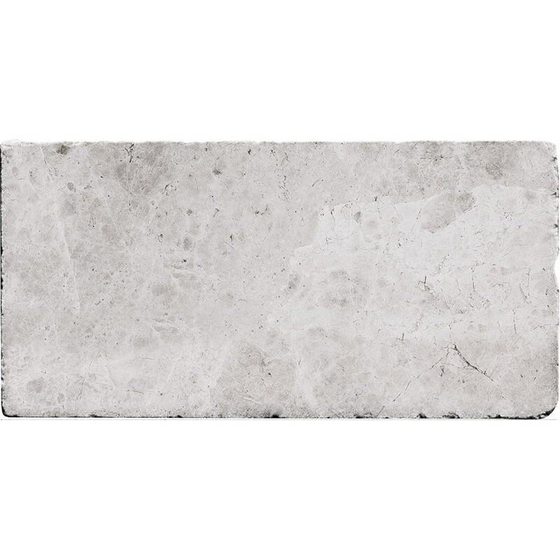 Silver Shadow Tumbled Subway Marble Tile 3x6