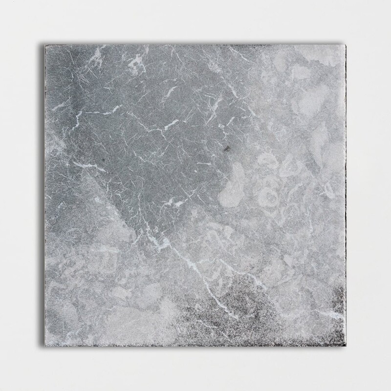 Iris Black Leather Marble Tile 16x16