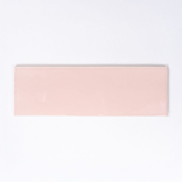 Pink glossy subway ceramic tile for soft bathroom wall design by Country Floors