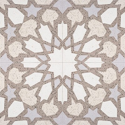 Brown, Light Brown, Beige, Gray Polished Arietta Cement Tile 8×8 Image