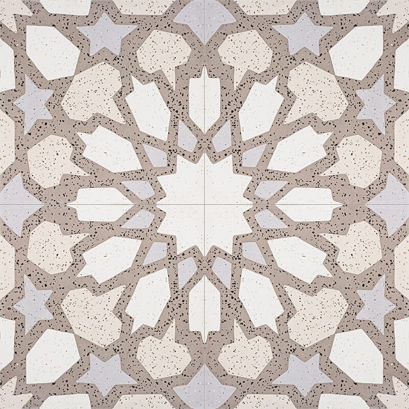 Brown, Light Brown, Beige, Gray Polished Arietta Cement Tile 8×8 Image