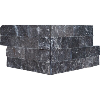 Black Rock Face Corner Marble Ledger Panel 6x12