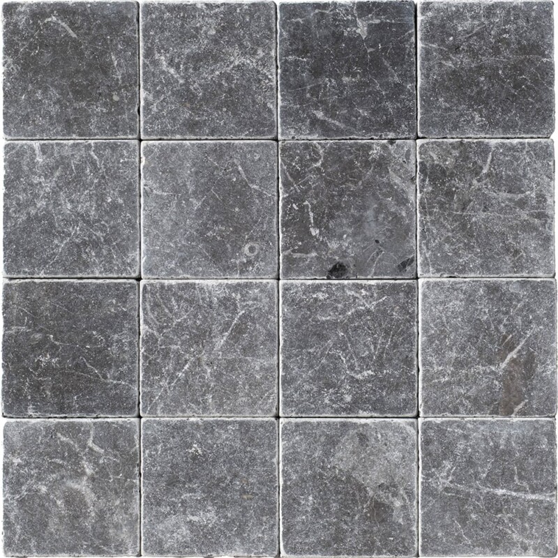 Iris Black Tumbled Marble Tiles 4x4