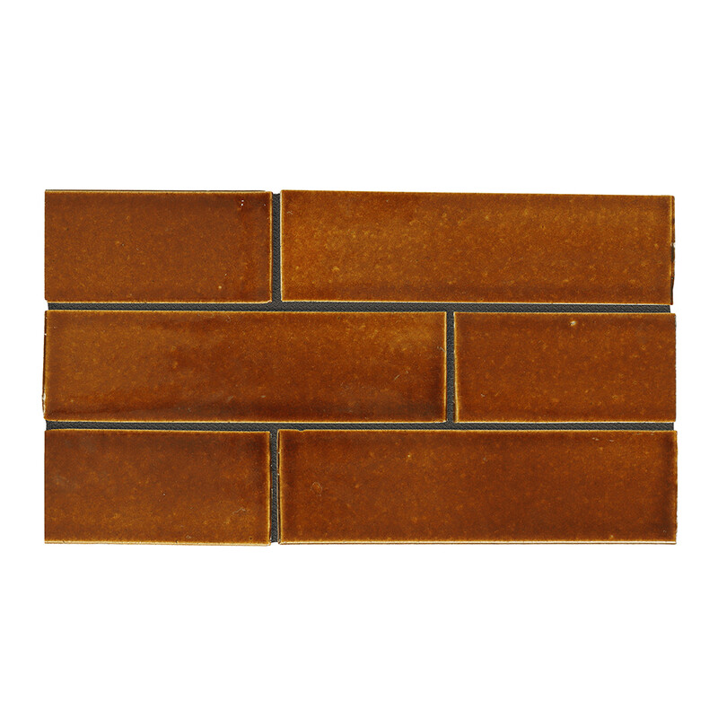 Malerie Nut Glossy Thin Brick Tiles 2 1/8x7 1/2