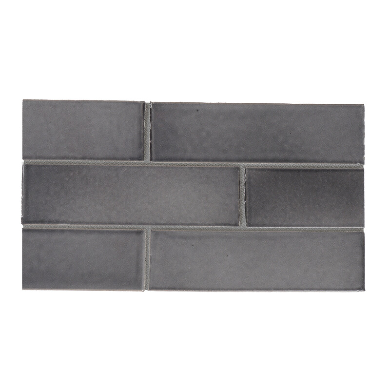 Fedora gray glossy thin brick tile with subtle industrial finish by Country Floors