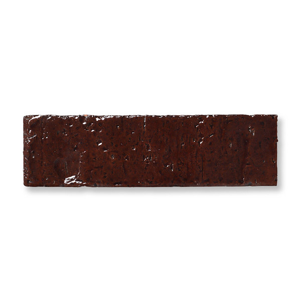 Carrelage métro mince en brique brillante Woody Brown, finition brun rustique chaude, par Country Floors