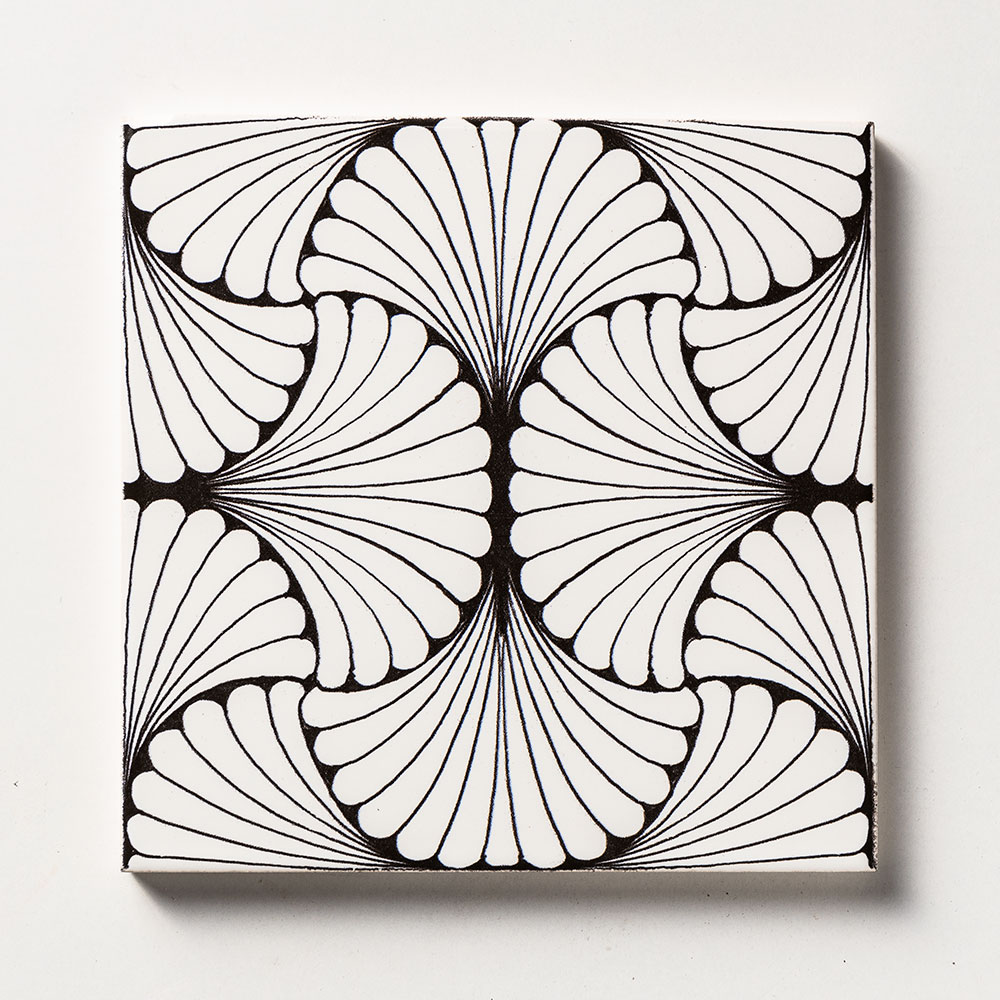 Black Leaf Glossy Ceramic Tile 6x6