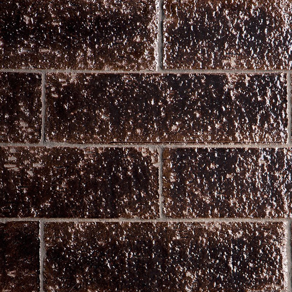 Morning Brew glossy subway thin brick tile in rich dark brown glaze by Country Floors