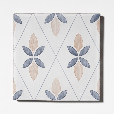 Jaunty Leaves Matte Glazed Terracotta Tile 6x6