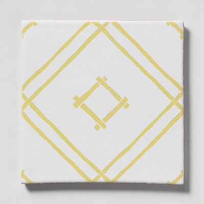 Royal White, Lemon Drop Glossy Chez Bamboo Ceramic Tile 6×6 Image