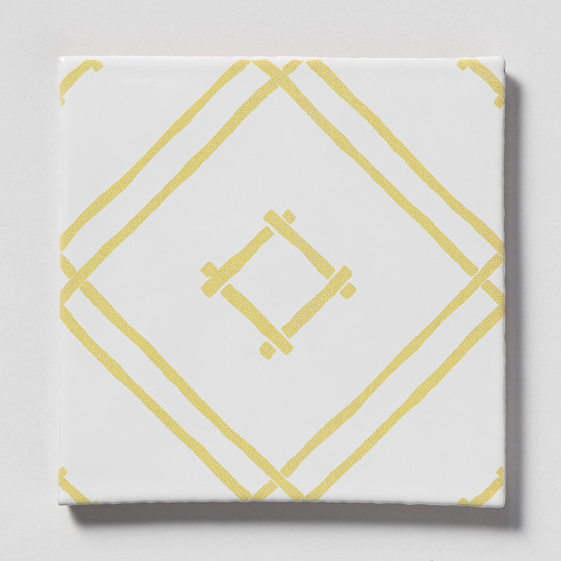 Royal White, Lemon Drop Glossy Chez Bamboo Ceramic Tile 6×6 Image