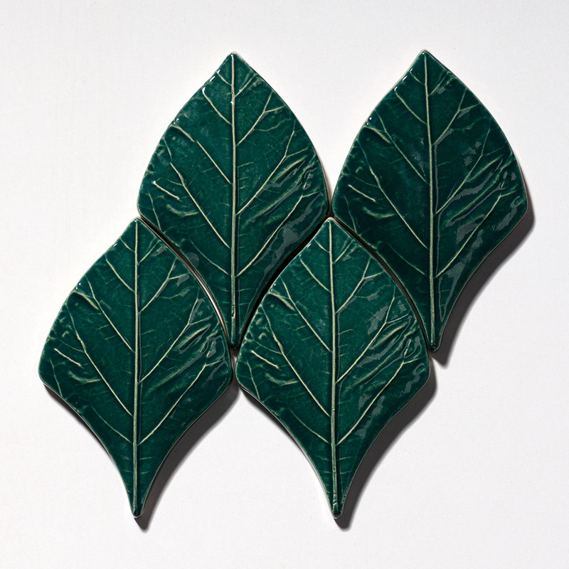 Aqua Leaf Semi Glossy Ceramic Tile 4x4