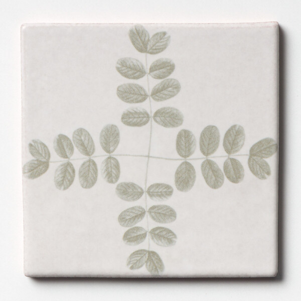 Biscuit Matte Garden Topiary Glazed Terracotta Tile 6×6 Image