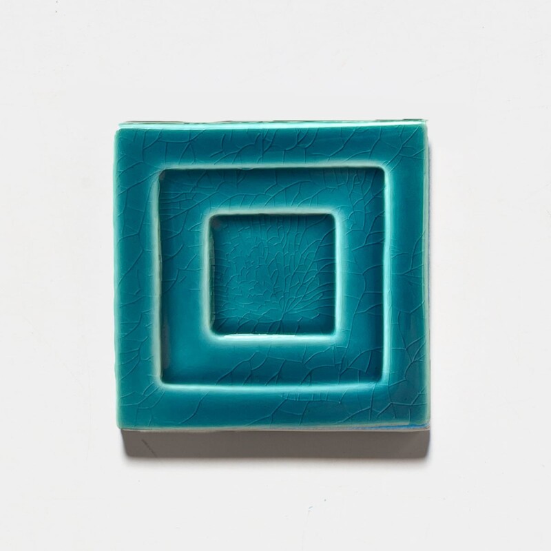 Teal Glossy Ceramic Tiles 3 5/32x3 5/32