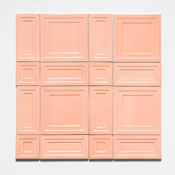 Blush Glossy Piazza Pattern Ceramic Tiles 9 29/64×9 29/64