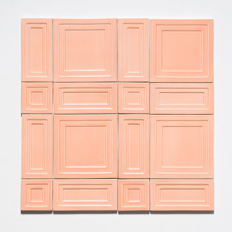Blush Glossy Piazza Pattern Ceramic Tiles 9 29/64x9 29/64