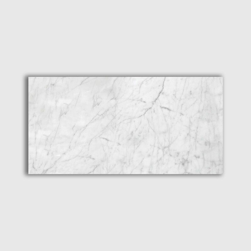 White Carrara C Polished Marble Tile 12x24