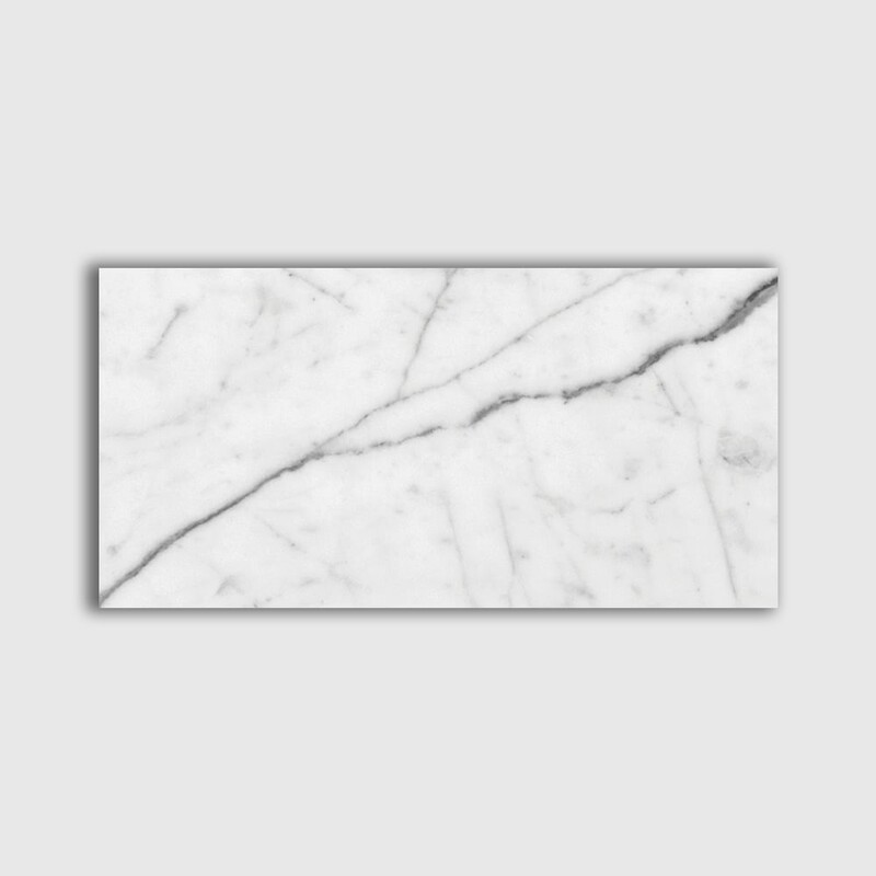 White Carrara C Polished Marble Tile 2 3/4x5 1/2