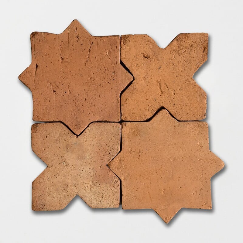Cotto Med Matte Star And Cross Pattern Terracotta Tiles 8x8