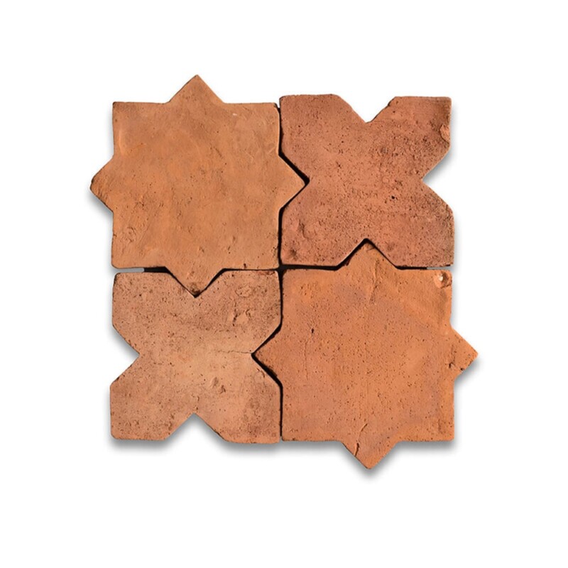 Cotto Med Matte Star And Cross Pattern Terracotta Tiles 6x6