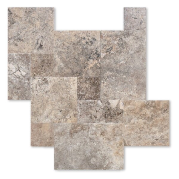 Silver Tumbled French Pattern Travertine Pavers French Pattern