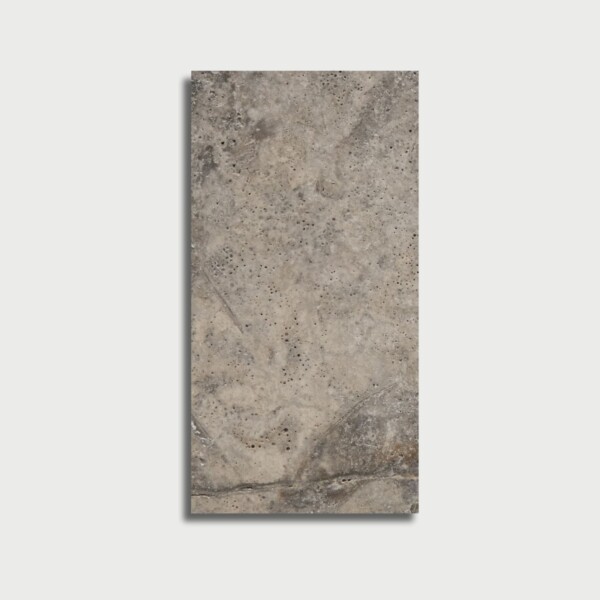 Silver Tumbled Travertine Pavers 6×12