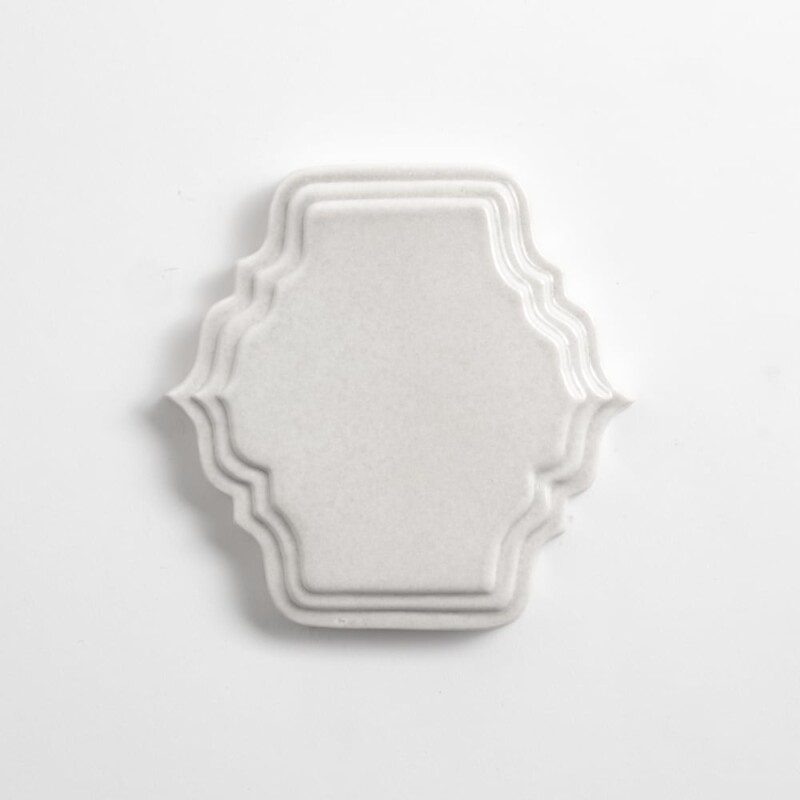 Cloud White Glossy Mina Reliefed Ceramic Accent Tiles 4 7/8x5