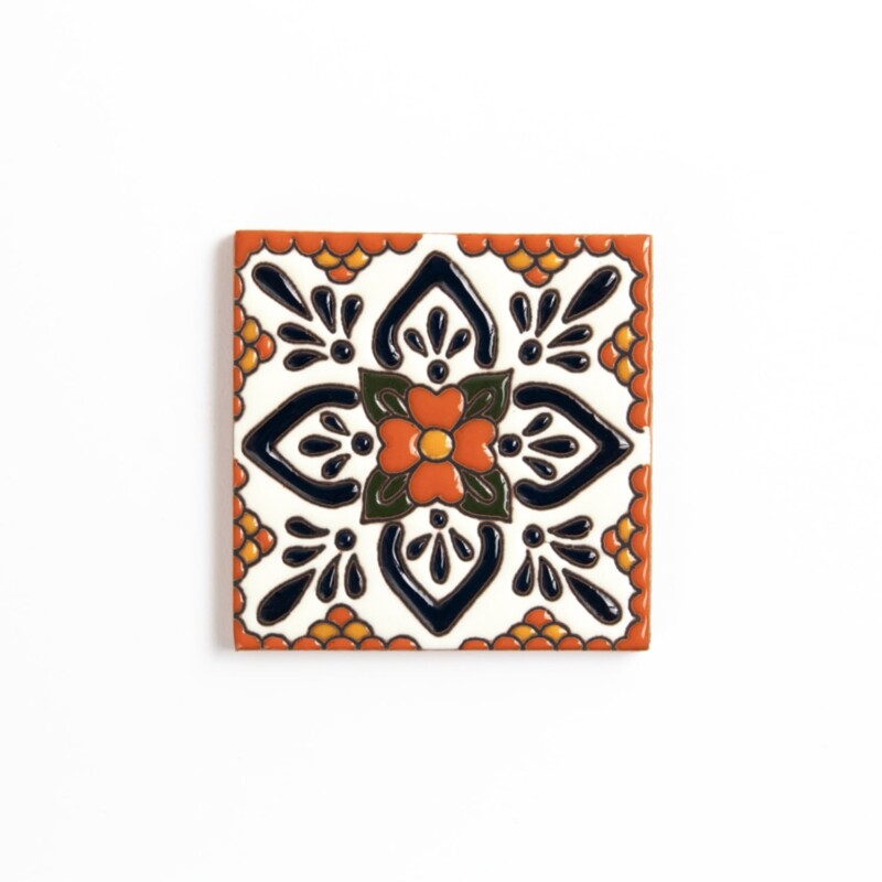 Talavera Glossy Mandarina Glazed Terracotta Tiles 4x4
