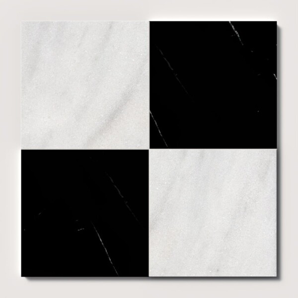 Avalon, Black Polished Checkerboard Pattern Marble Bundle 12×12
