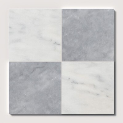 Allure Light, Avalon Polished Checkerboard Pattern Marble Tiles 18x18