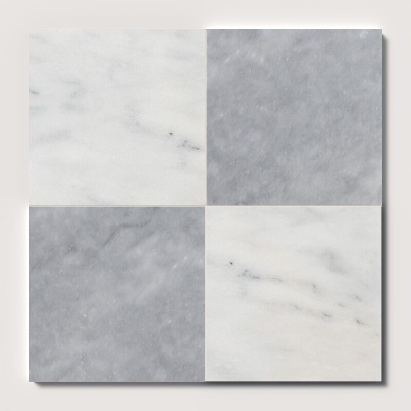 Allure Light, Avalon Polished Checkerboard Pattern Marble Tiles 18x18