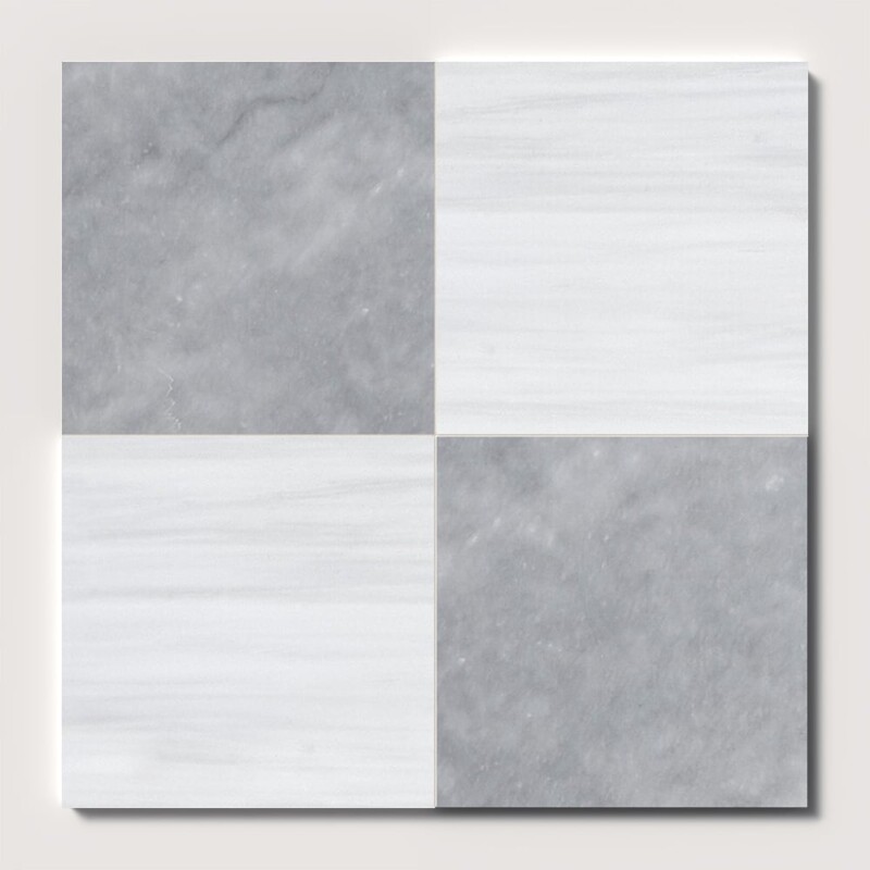 Allure Light, Bianco Dolomiti Classic Honed Checkerboard Pattern Marble Tiles 18x18