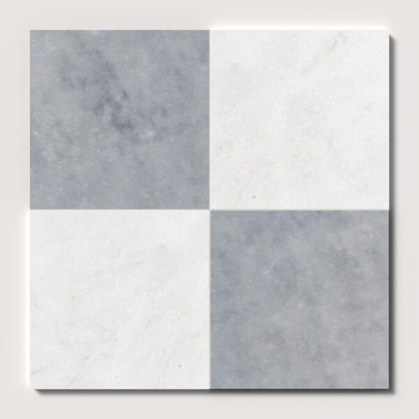 Allure Glacier honed checkerboard marble tile soft neutral tone flooring by Country Floors